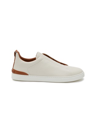 Main View - Click To Enlarge - ERMENEGILDO ZEGNA - Triple Stitch Leather Low Top Sneakers