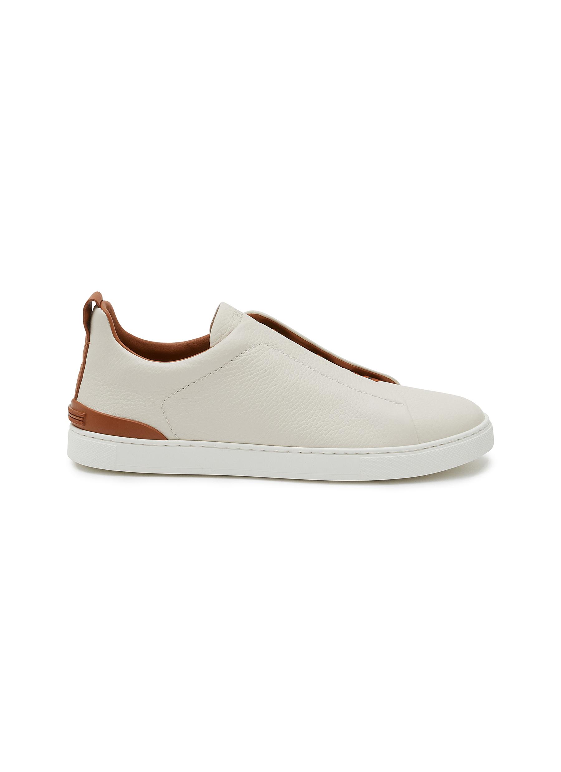 ERMENEGILDO ZEGNA | Triple Stitch Leather Low Top Sneakers