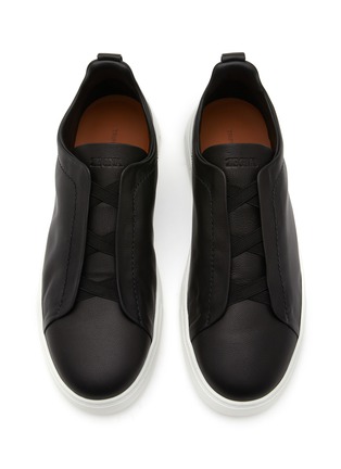 Detail View - Click To Enlarge - ERMENEGILDO ZEGNA - Triple Stitch Leather Low Top Sneakers