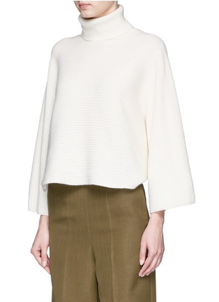 Front View - Click To Enlarge - MO&CO. EDITION 10 - Horizontal rib knit turtleneck sweater
