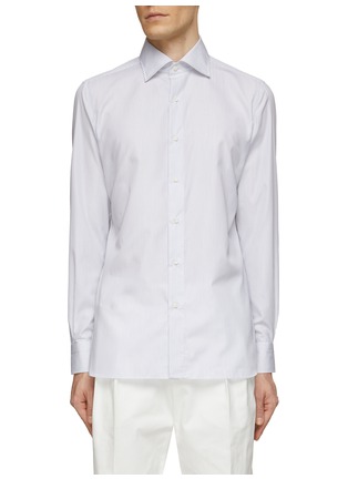 Main View - Click To Enlarge - LUIGI BORRELLI - NAPOLI - Spread Collar Striped Cotton Shirt