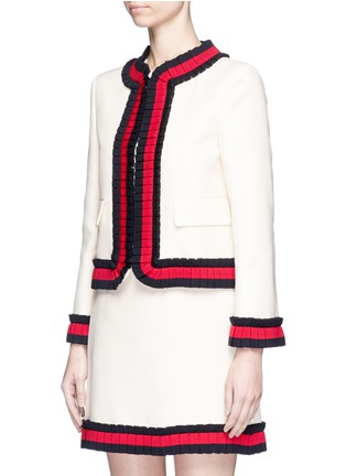 Front View - Click To Enlarge - GUCCI - Pleated web trim cady crepe jacket