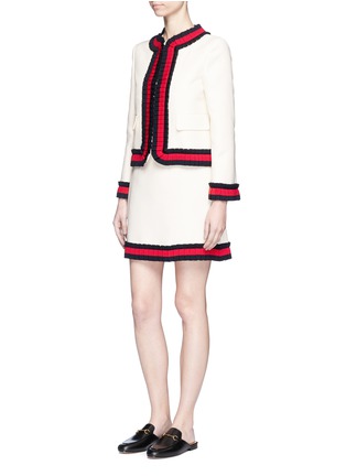 Figure View - Click To Enlarge - GUCCI - Pleated web trim cady crepe jacket
