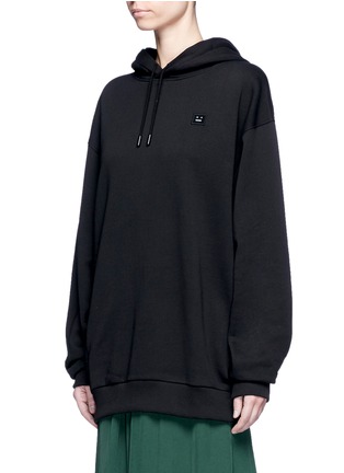 Front View - Click To Enlarge - ACNE STUDIOS - 'Yala' emoticon patch fleece lined hoodie