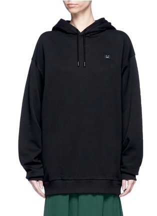 Main View - Click To Enlarge - ACNE STUDIOS - 'Yala' emoticon patch fleece lined hoodie