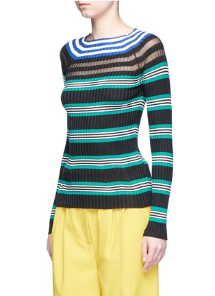 Front View - Click To Enlarge - MRZ - Stripe rib knit sweater