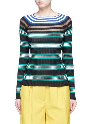 Main View - Click To Enlarge - MRZ - Stripe rib knit sweater