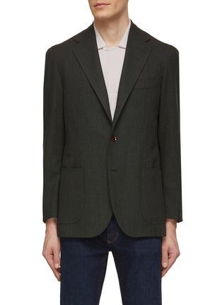 Main View - Click To Enlarge - RING JACKET - Notch Lapel Hopsack Wool Blazer