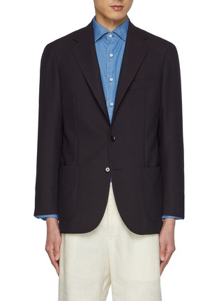 Main View - Click To Enlarge - RING JACKET - Notch Lapel Herringbone Stitch Wool Blazer