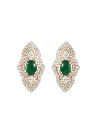 Main View - Click To Enlarge - EMMAR - 18K White Yellow Gold Diamond Jade Earrings