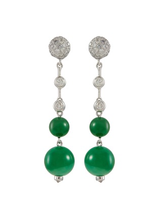 Main View - Click To Enlarge - EMMAR - 18K White Gold Diamond Jade Drop Earrings