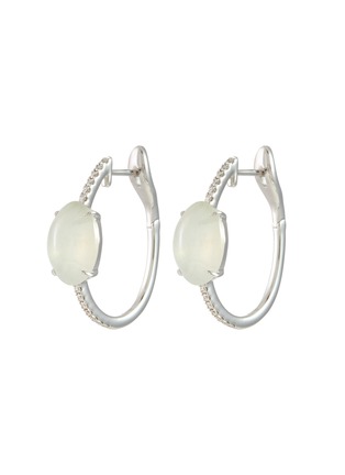 Main View - Click To Enlarge - EMMAR - 18K White Gold Diamond Jade Hoop Earrings