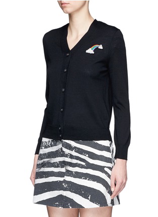 Front View - Click To Enlarge - MARC JACOBS - Rainbow embroidered wool cardigan