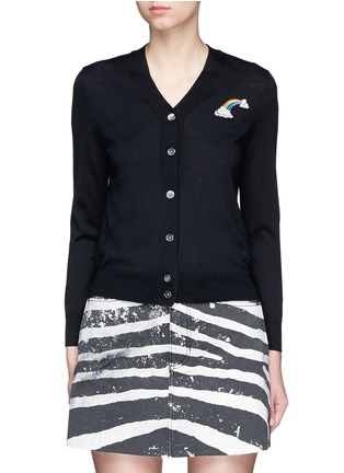 Main View - Click To Enlarge - MARC JACOBS - Rainbow embroidered wool cardigan