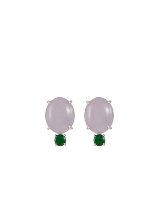 Main View - Click To Enlarge - EMMAR - 18K White Gold Jade Stud Earrings