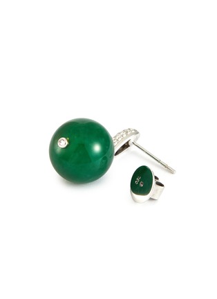 Detail View - Click To Enlarge - EMMAR - 18K White Gold Diamond Jade Earrings