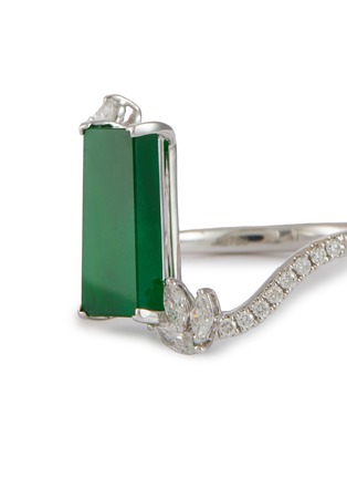Detail View - Click To Enlarge - EMMAR - 18K White Gold Diamond Jade Ring — HK 14.5