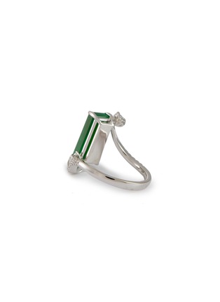 Figure View - Click To Enlarge - EMMAR - 18K White Gold Diamond Jade Ring — HK 14.5