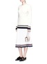 Figure View - Click To Enlarge - VICTORIA BECKHAM - Stripe rib knit hem satin skirt