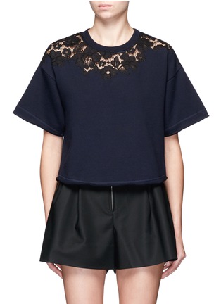 Main View - Click To Enlarge - 3.1 PHILLIP LIM - Floral lace appliqué boxy T-shirt