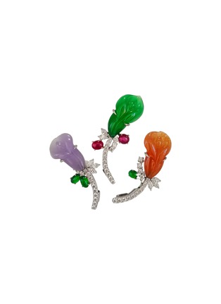 Main View - Click To Enlarge - EMMAR - 18K White Gold Diamond Jade Ruby Brooch