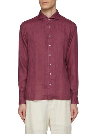 Main View - Click To Enlarge - EQUIL - Spread Collar Linen Shirt