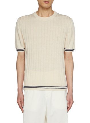 Main View - Click To Enlarge - EQUIL - Crewneck Linen Cotton Knitted T-Shirt