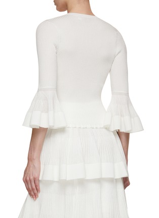 Back View - Click To Enlarge - ZIMMERMANN - Natura Ruffled Quarter Sleeve Knitted Top