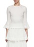 Main View - Click To Enlarge - ZIMMERMANN - Natura Ruffled Quarter Sleeve Knitted Top