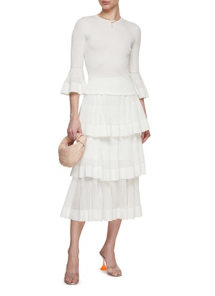 Figure View - Click To Enlarge - ZIMMERMANN - Natura Ruffled Quarter Sleeve Knitted Top