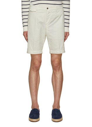 Main View - Click To Enlarge - PT TORINO - Seersucker Slim Fit Shorts