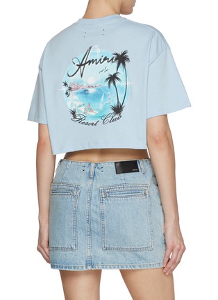 Back View - Click To Enlarge - AMIRI - Cropped Airbrush Print Cotton T-Shirt