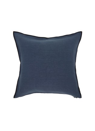 Main View - Click To Enlarge - MAISON DE VACANCES - Stone Washed Linen Cushion Case — Bleu Nuit