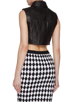 Back View - Click To Enlarge - BALMAIN - Sleeveless Crop Quilted Leather Jacket