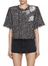 Main View - Click To Enlarge - BALMAIN - Embellished Patches Tweed Crop T-shirt