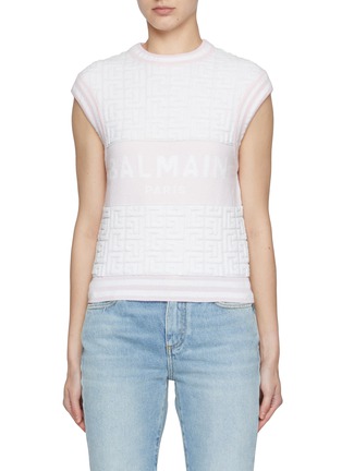 Main View - Click To Enlarge - BALMAIN - Monogram Sponge Knit Top