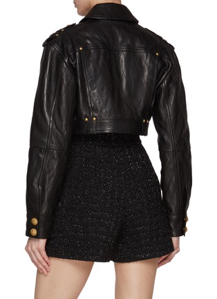 Back View - Click To Enlarge - BALMAIN - Crop Quilted Leather Jacket