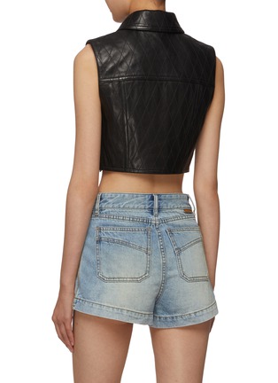 Back View - Click To Enlarge - BALMAIN - Quilted Leather Crop Jacket