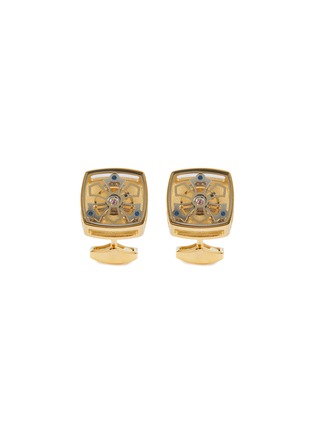 Main View - Click To Enlarge - TATEOSSIAN - Tourbillion Traveller Gold Plated Brass Square Cufflinks