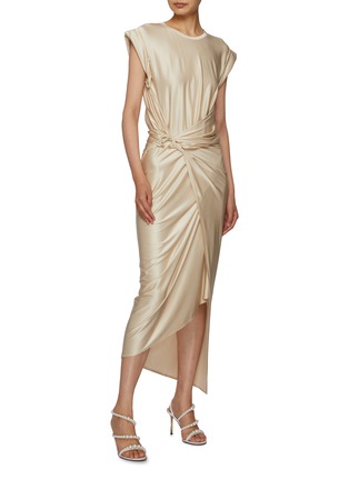 Figure View - Click To Enlarge - PACO RABANNE - Cap Sleeve Wrap Detail Asymmetrical Dress