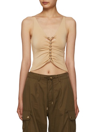 Main View - Click To Enlarge - PACO RABANNE - Knotted Cut Out Detail Cropped Tank Top