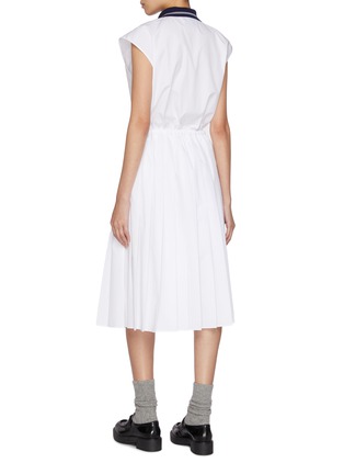 Back View - Click To Enlarge - MIU MIU - Ribbed Collar Cotton Mini Dress