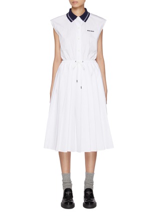 Main View - Click To Enlarge - MIU MIU - Ribbed Collar Cotton Mini Dress