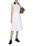 Figure View - Click To Enlarge - MIU MIU - Ribbed Collar Cotton Mini Dress