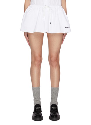 Main View - Click To Enlarge - MIU MIU - Side Stripe Cotton Mini Skirt