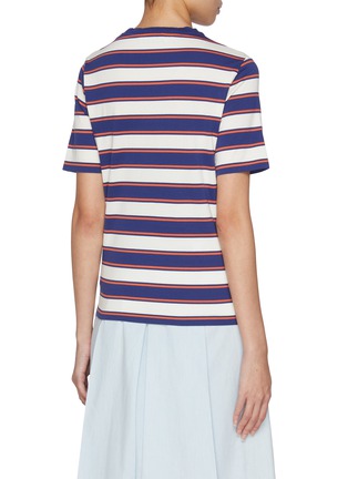 Back View - Click To Enlarge - MIU MIU - Cotton Jersey Striped T-Shirt