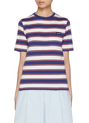 Main View - Click To Enlarge - MIU MIU - Cotton Jersey Striped T-Shirt