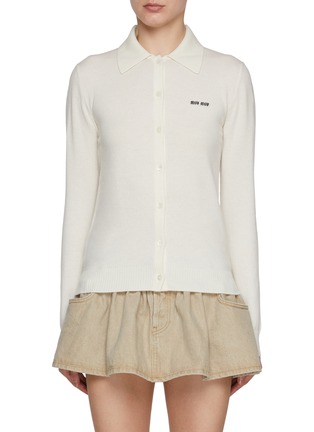 Main View - Click To Enlarge - MIU MIU - Polo Collar Cashmere Cardigan