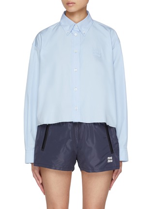 Main View - Click To Enlarge - MIU MIU - Raw Hem Cotton Shirt