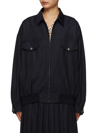 Main View - Click To Enlarge - MIU MIU - Mens Style Zip Front Wool Blouson Jacket